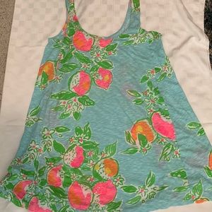 Lilly Pulitzer Sundress Coverup L Large Aqua Pink Green Orange